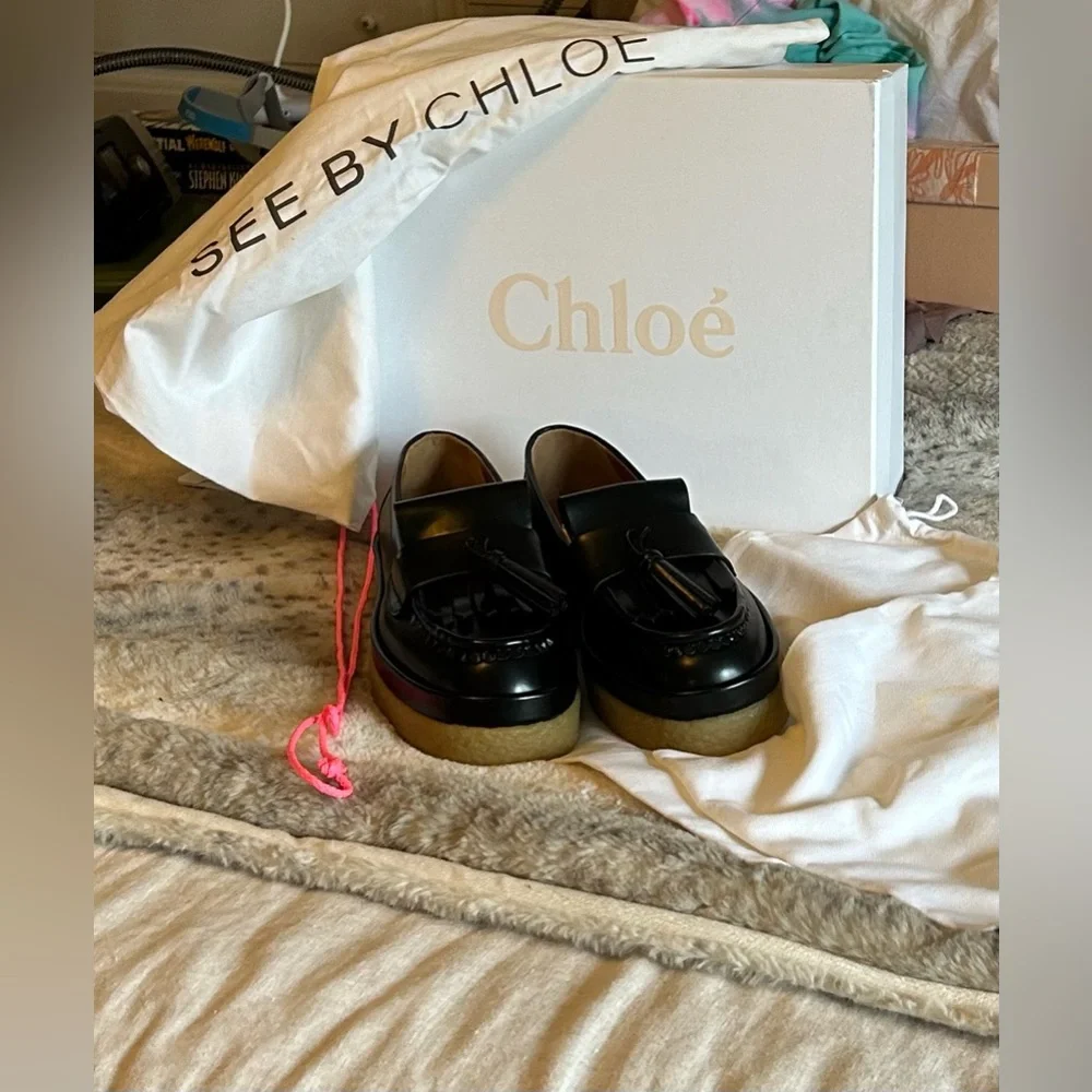 Chloe Platform Black Jamie Loafers Flatfirm Shoes Loafers